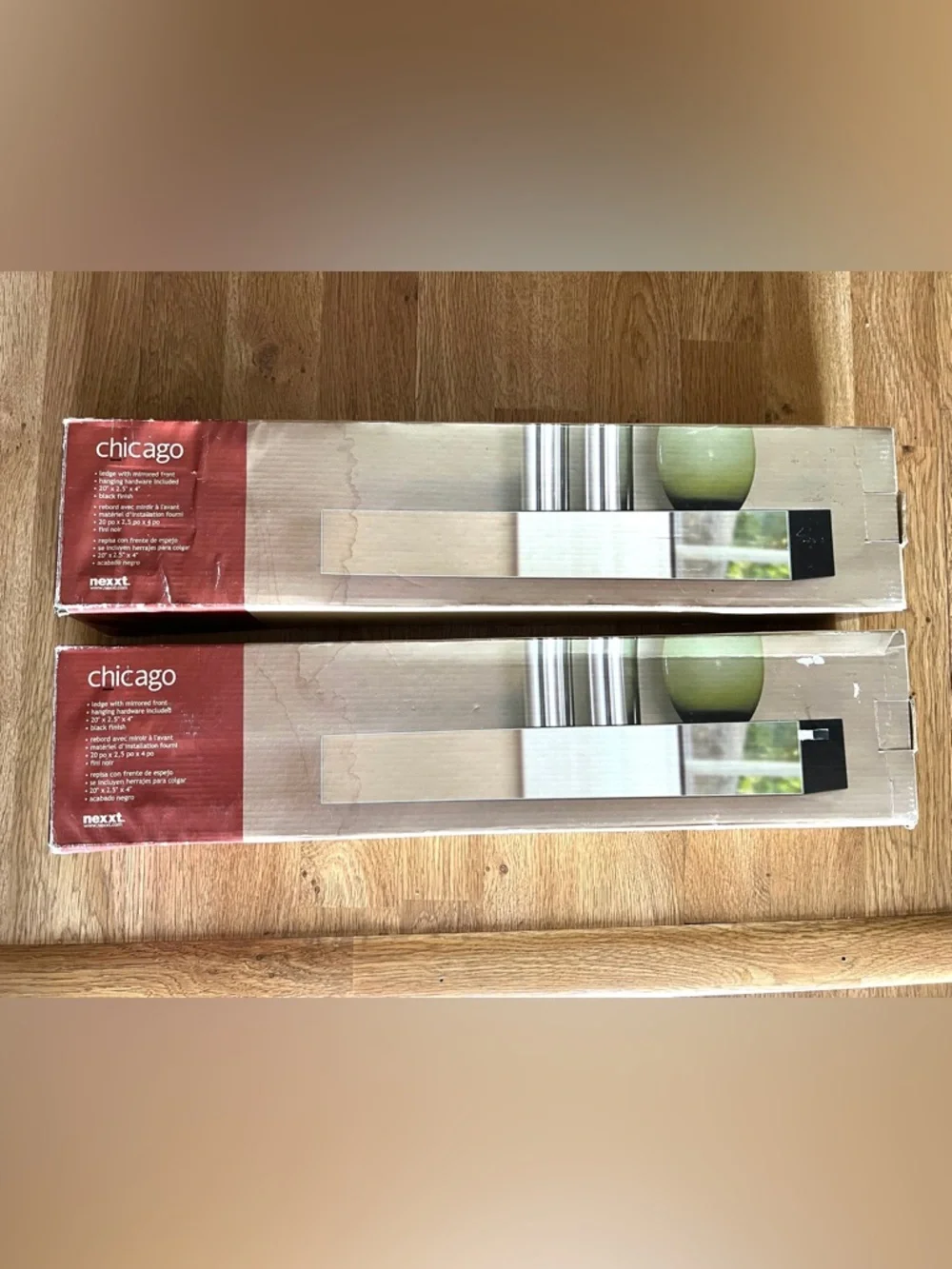 Modern Black Wall Display Shelf with Mirrored Front